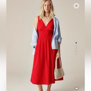Jcrew smocked waist red dress